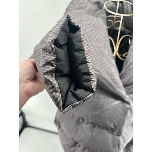 Theory Women's Jacket Grey Multi Glen Plaid Shawl Puffer Coat Size P - Picture 9 of 10